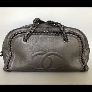 Chanel purse metallic grey in excellent condition.